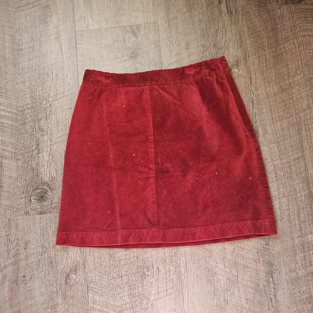 Red Corduroy Mini Skirt by Loft Women Slim Fit Y2K Preppy Style Size 6